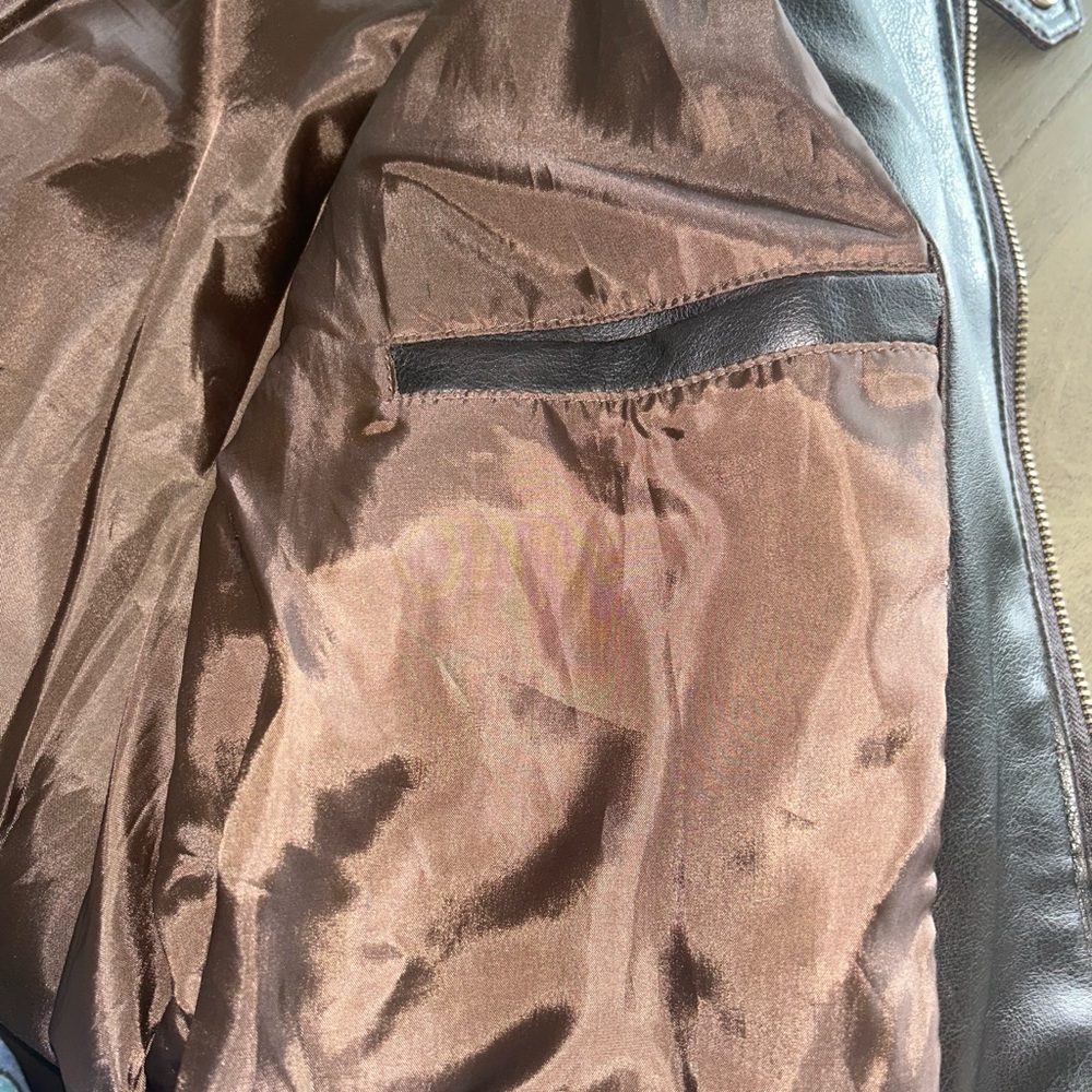 Men's Black Leather Jacket with Stripes - Picture 8 of 12